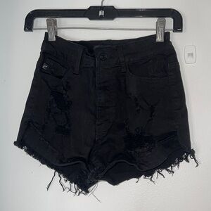 Women’s denim shorts ripped black color worn once size 25 w3